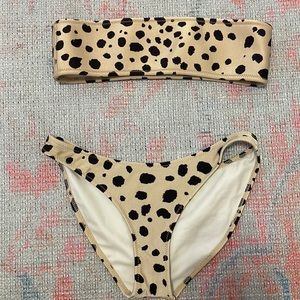 Leopard Print Strapless Triangl Bikini